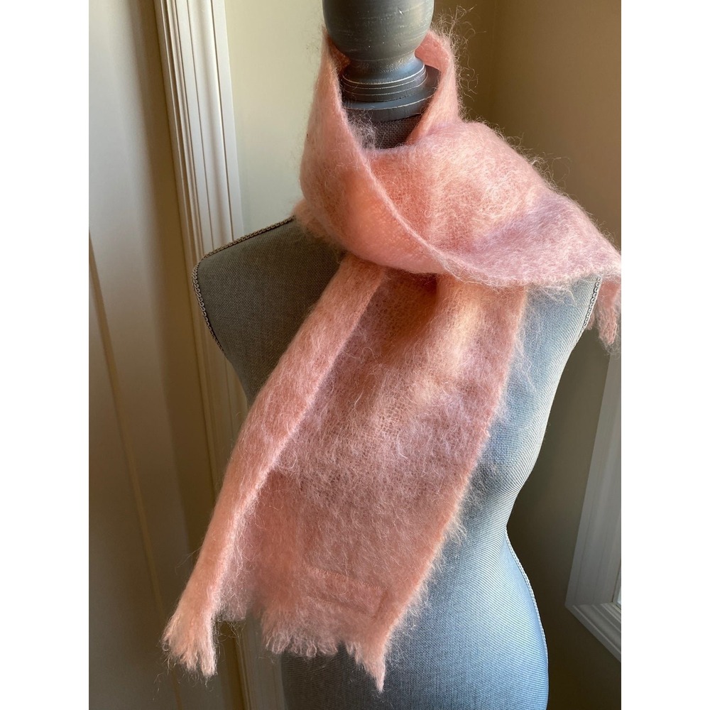 Vintage Mohair Wool Scotland Craig Na Creidhe Scarf Peach Classic Lux